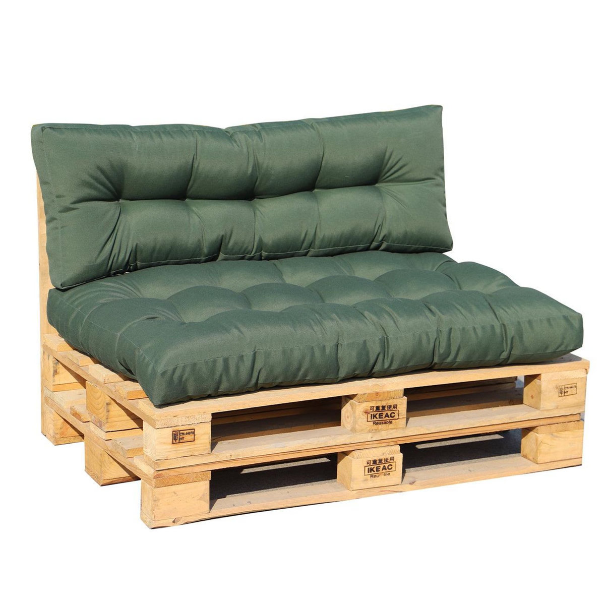 RED DECO Set 2 coussins palette d'extérieur RIOU Kaki Polyester 120 x 80 x 15 cm