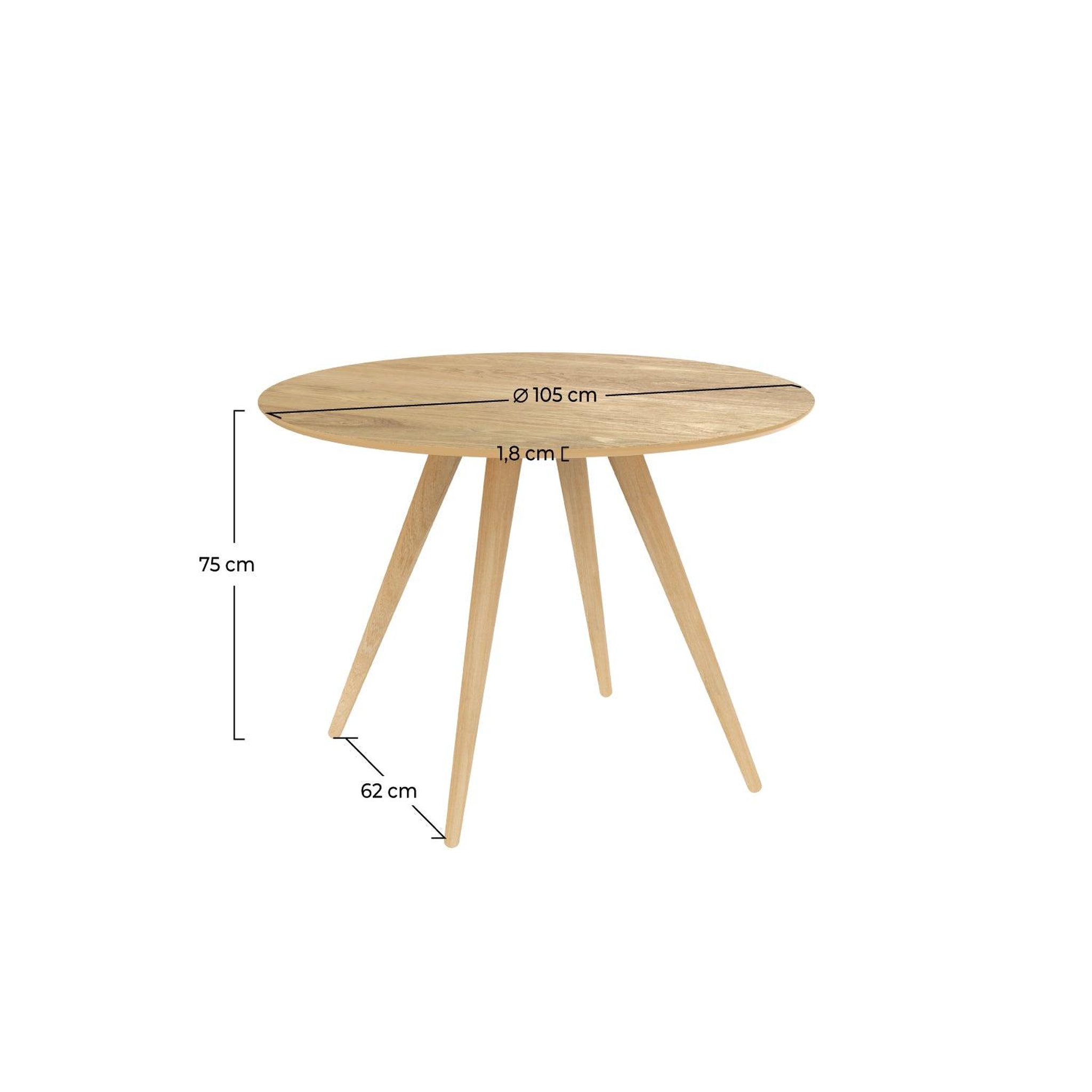 Voir la diapositive 4 : MAISON PAVANE Table ronde 4 personnes en bois clair naturel d105 cm-liwa