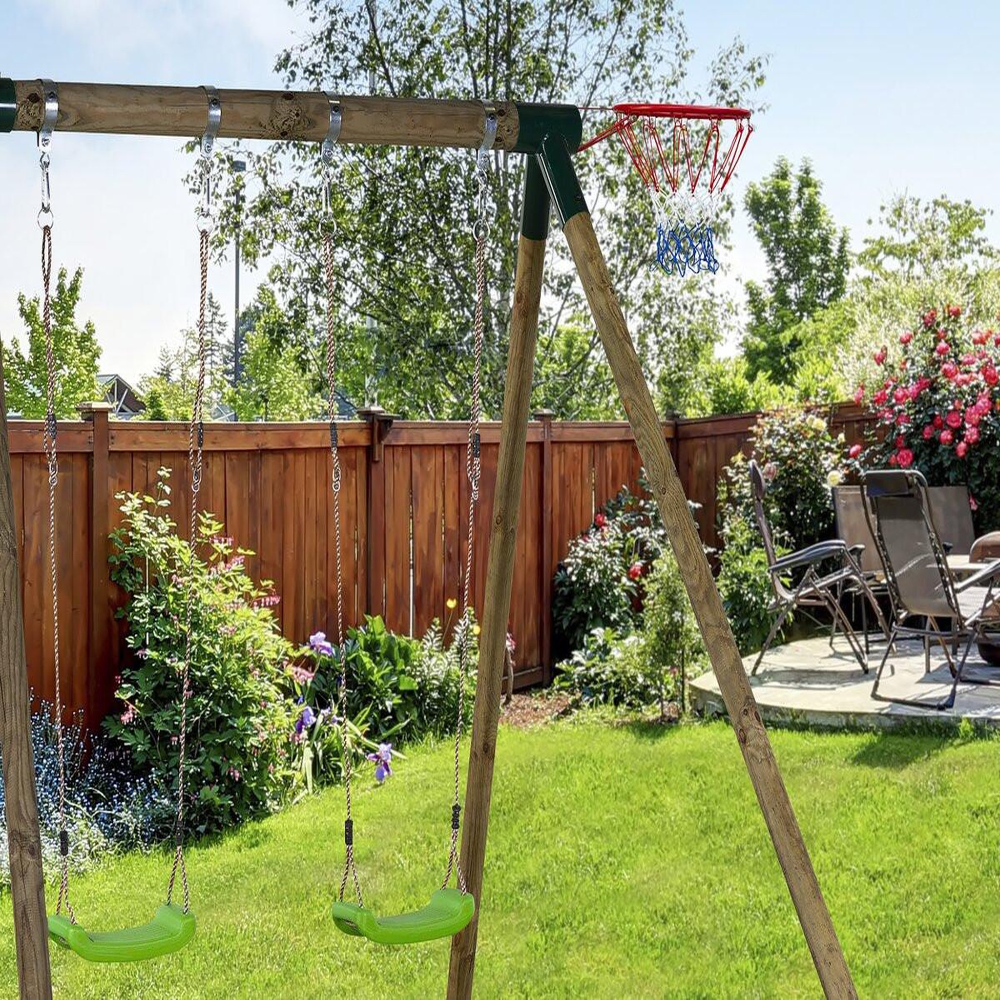 Voir la diapositive 2 : Habitat et Jardin Panier de basket universelle pour portique bois