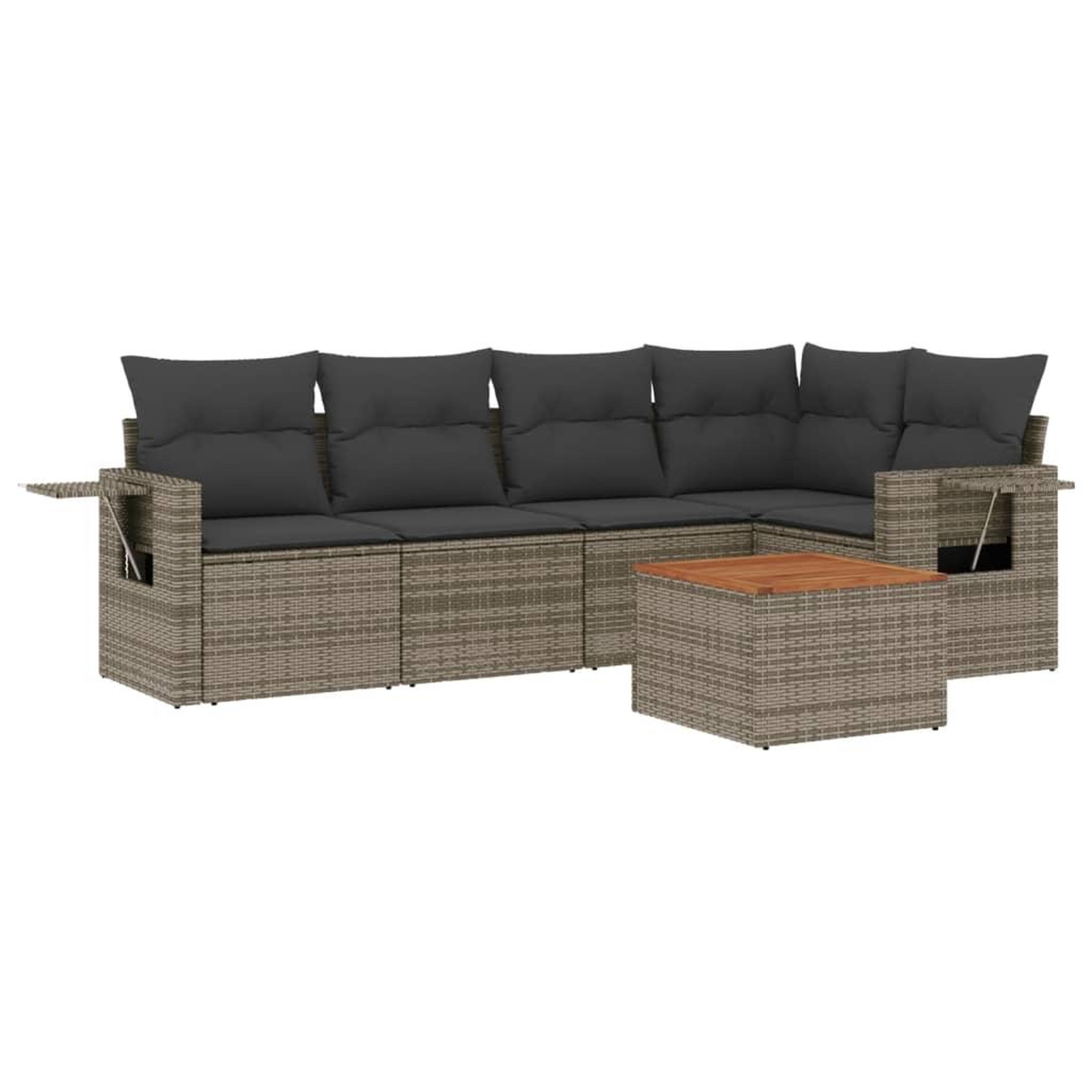 Voir la diapositive 2 : VIDAXL Salon de jardin 6 pcs avec coussins gris resine tressee