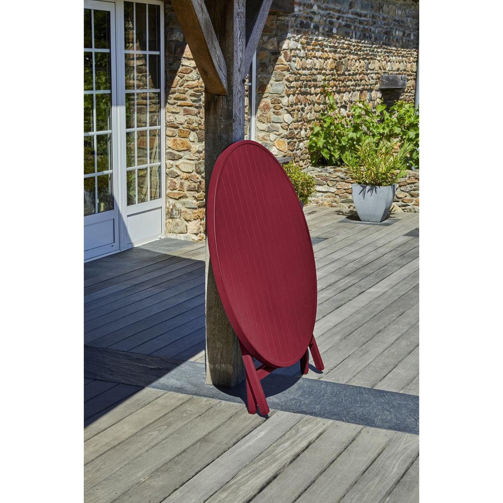 Voir la diapositive 3 : Paris Prix Ensemble Table de Jardin Pliante & 4 Chaises  Marius  110cm Rouge Carmin