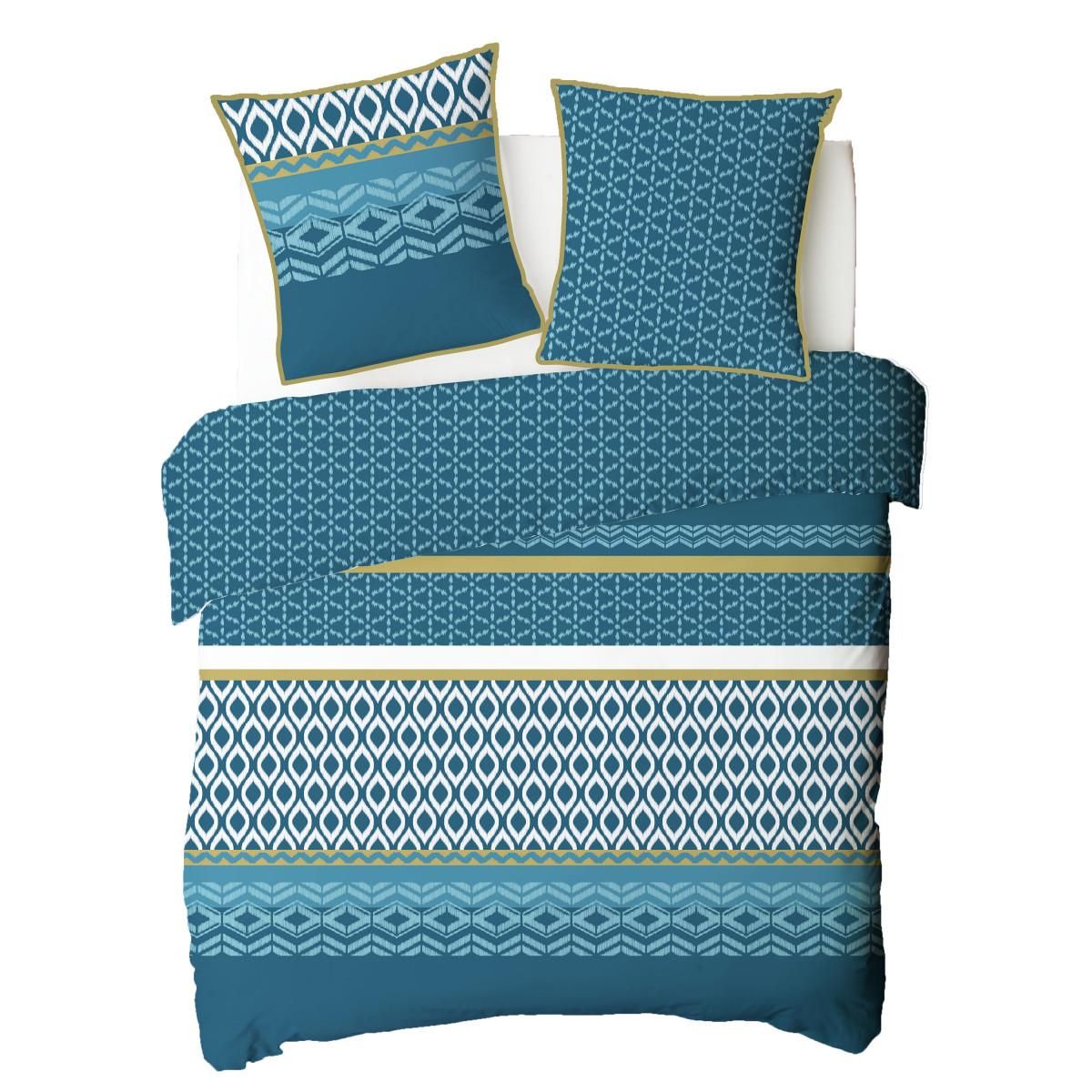 FUTURE HOME Parure de lit double ethnique en microfibre lavée