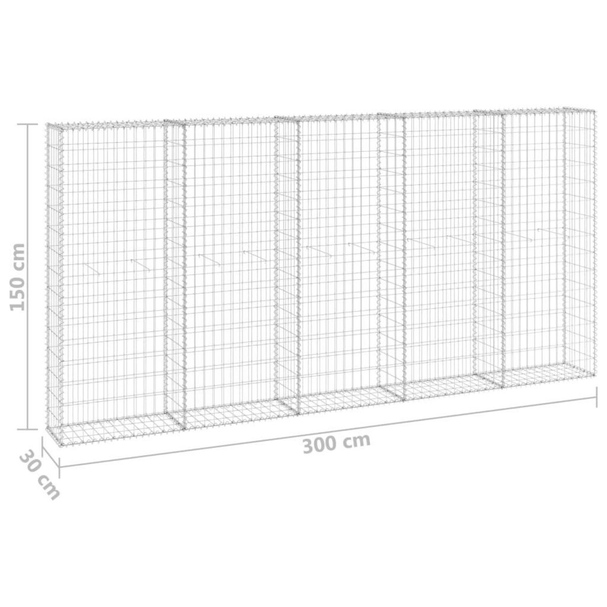VIDAXL Mur en gabion avec couvercles Acier galvanise 300x30x150 cm