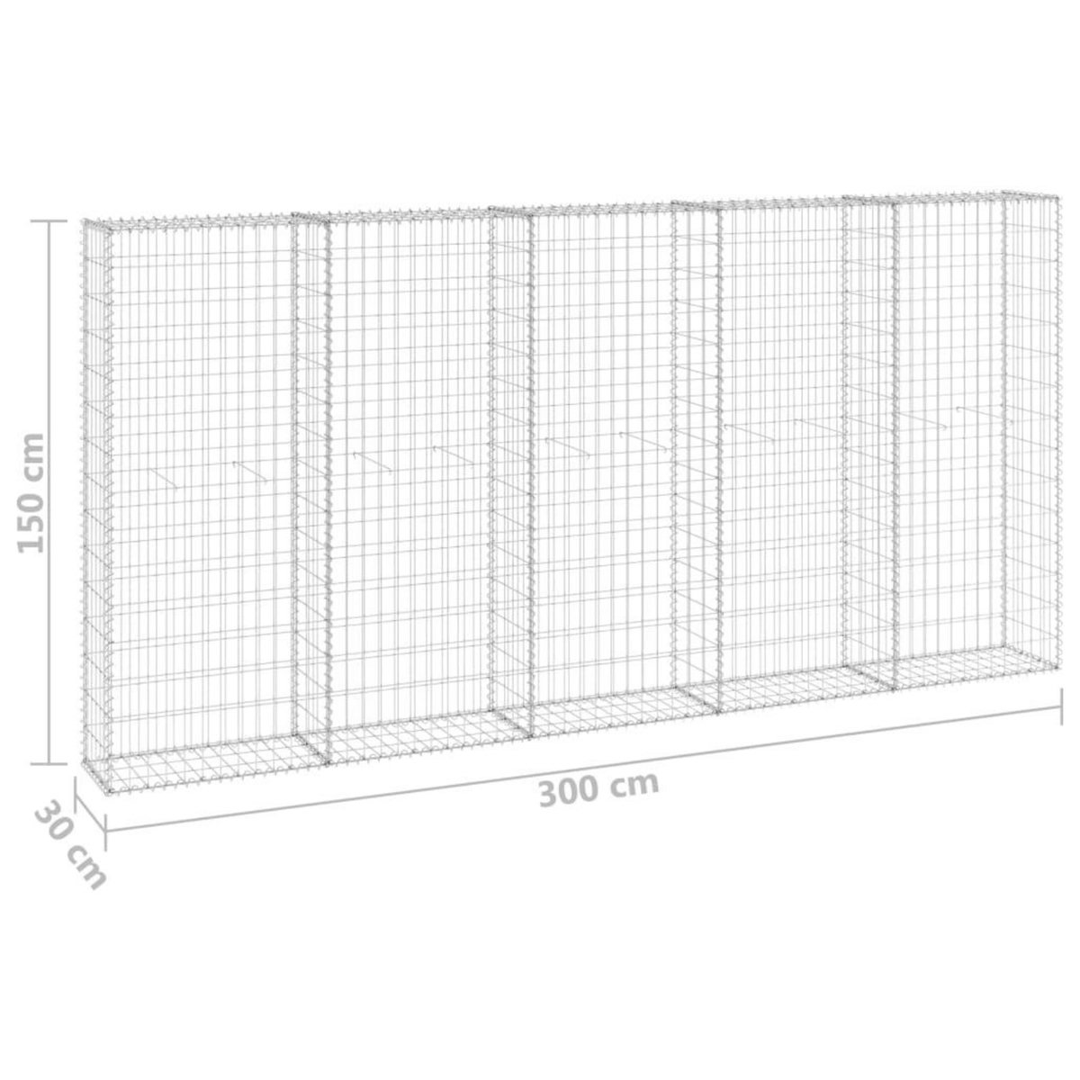 VIDAXL Mur en gabion avec couvercles Acier galvanise 300x30x150 cm