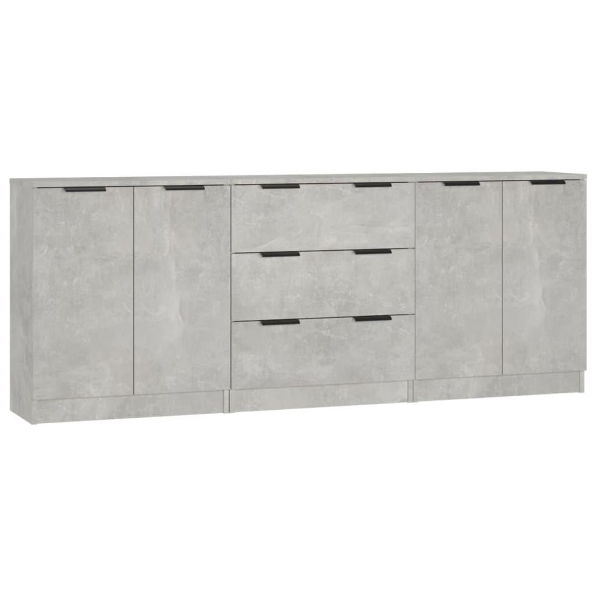 VIDAXL Buffets 3 pcs gris beton bois d'ingenierie