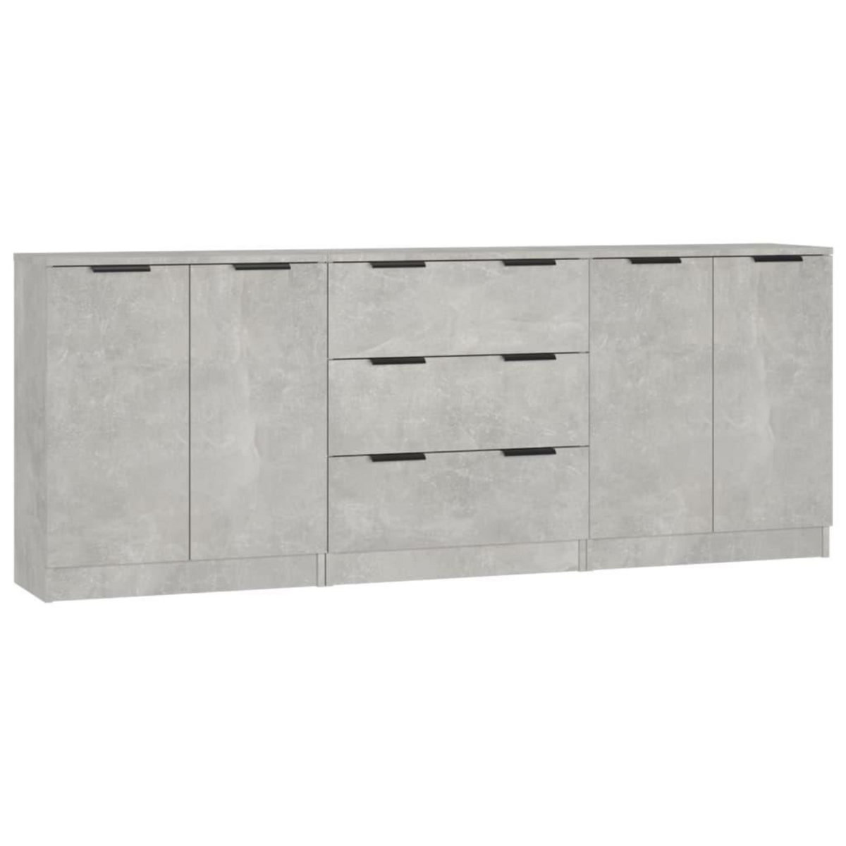 VIDAXL Buffets 3 pcs gris beton bois d'ingenierie