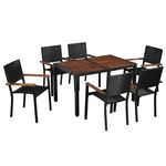 VIDAXL Ensemble a manger d'exterieur 7pcs Resine tressee acacia Noir
