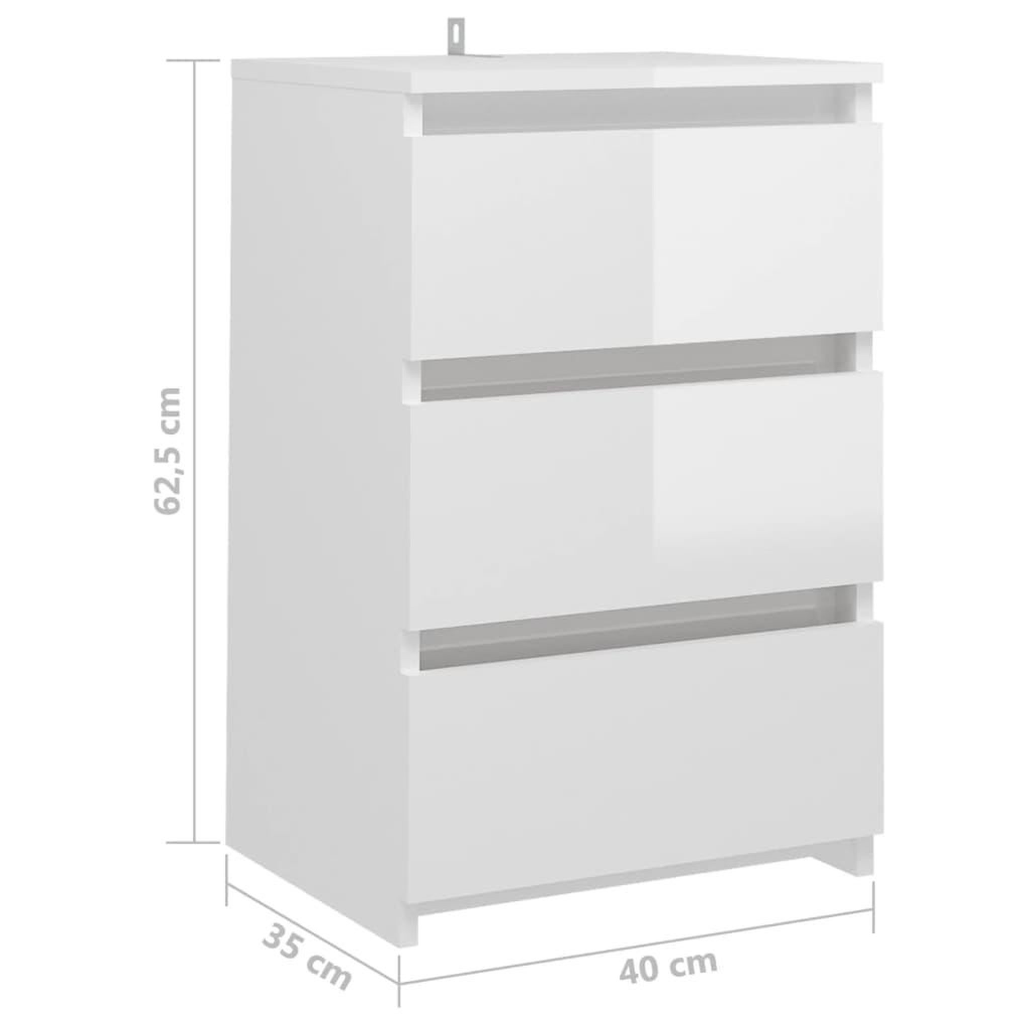 Voir la diapositive 6 : VIDAXL Table de chevet Blanc brillant 40x35x62,5 cm Agglomere