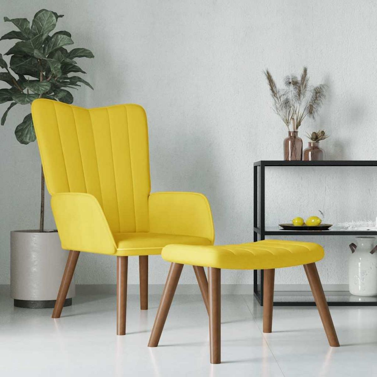 VIDAXL Chaise de relaxation avec repose-pied Jaune moutarde Velours