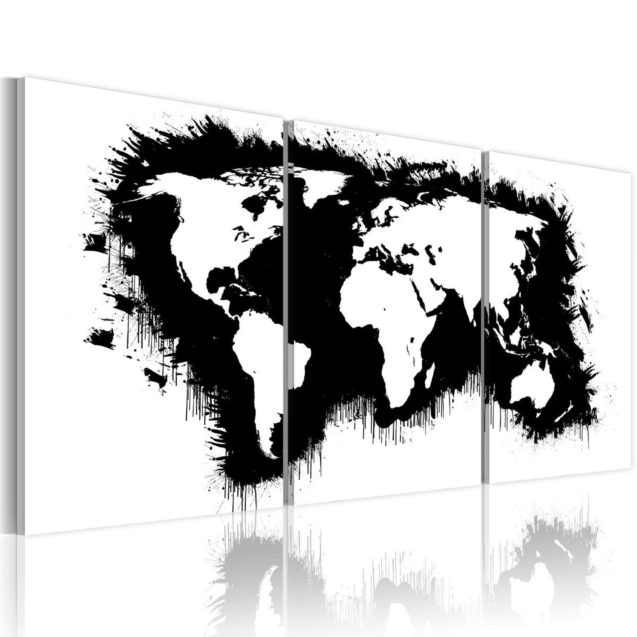 Paris Prix Tableau imprimé  carte du monde en noir & blanc. Coloris disponibles : Multicolore
