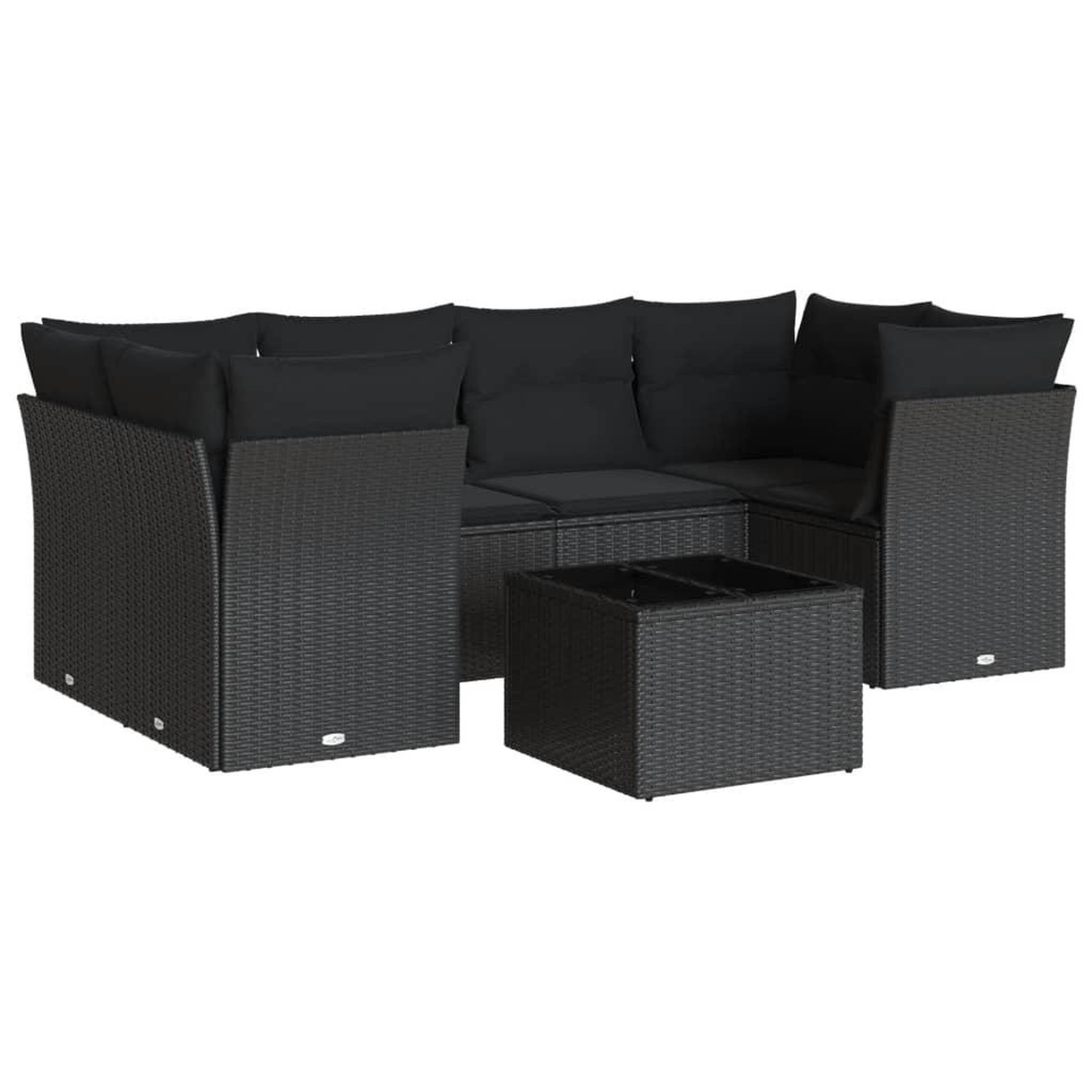 Voir la diapositive 2 : VIDAXL Salon de jardin 7 pcs avec coussins noir resine tressee