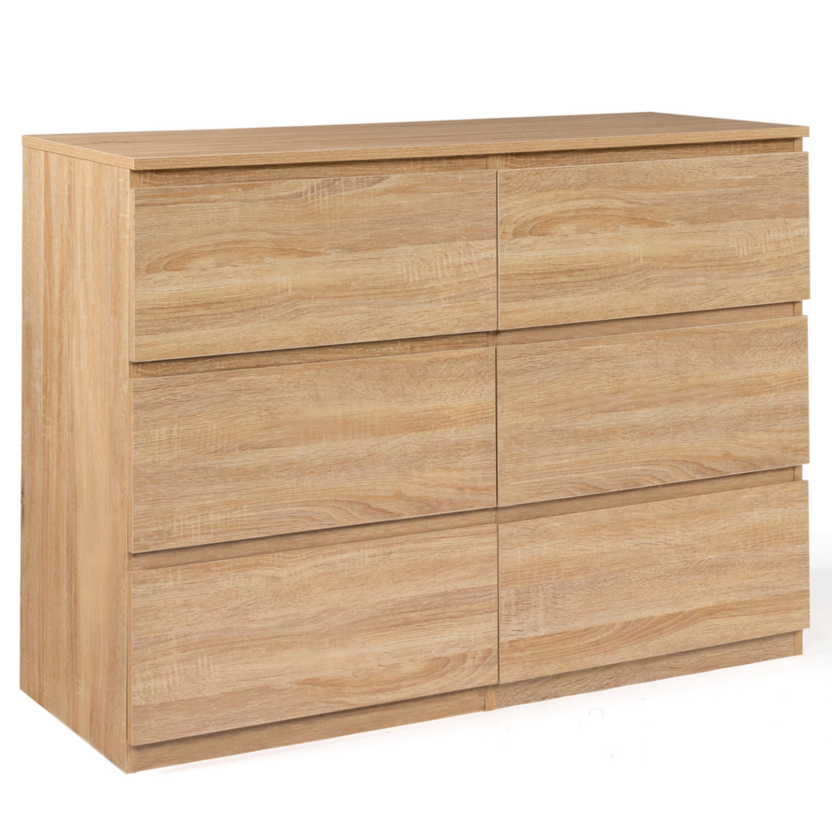 ID MARKET Commode 6 tiroirs TOMI 110 cm bois façon hêtre
