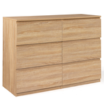 ID MARKET Commode 6 tiroirs TOMI 110 cm bois façon hêtre