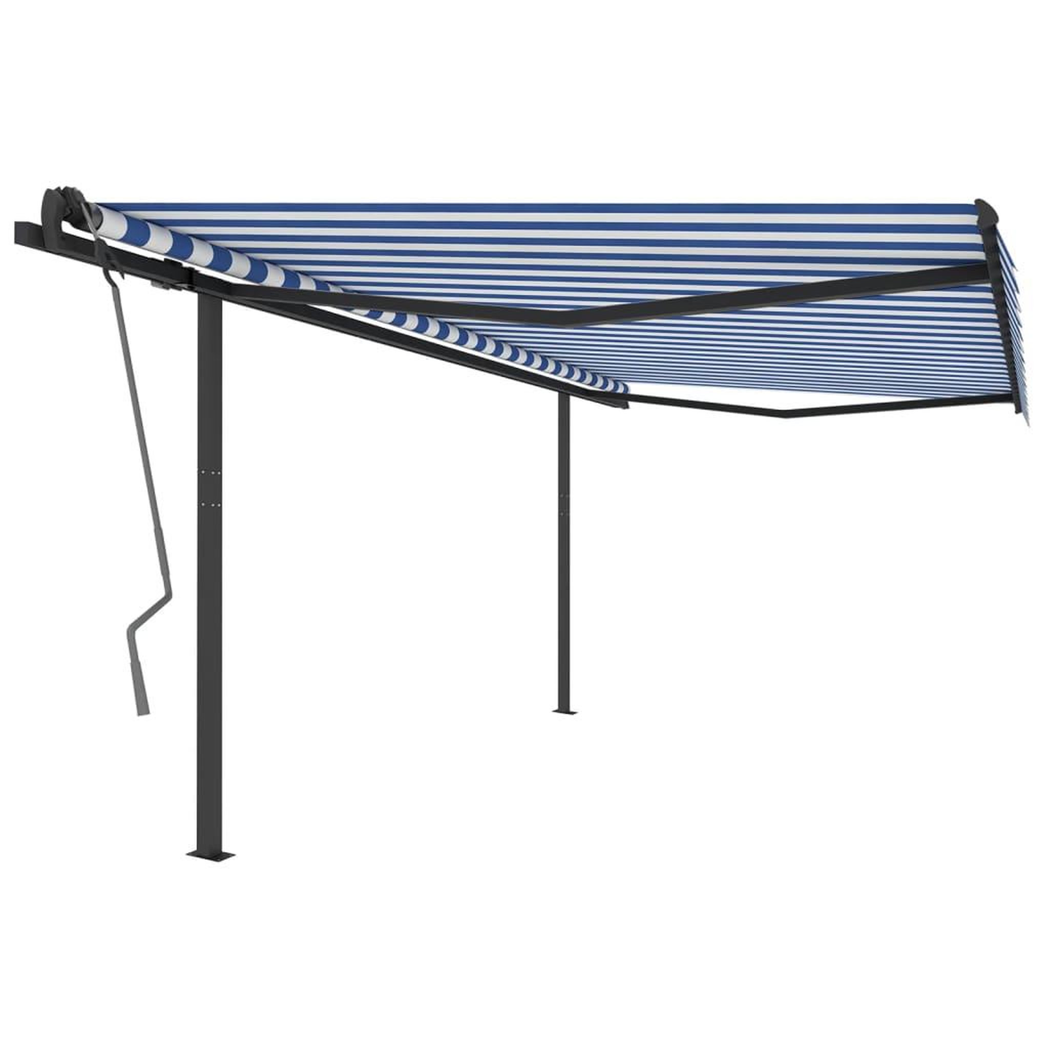 Voir la diapositive 2 : VIDAXL Auvent manuel retractable avec poteaux 4,5x3 m Bleu et blanc