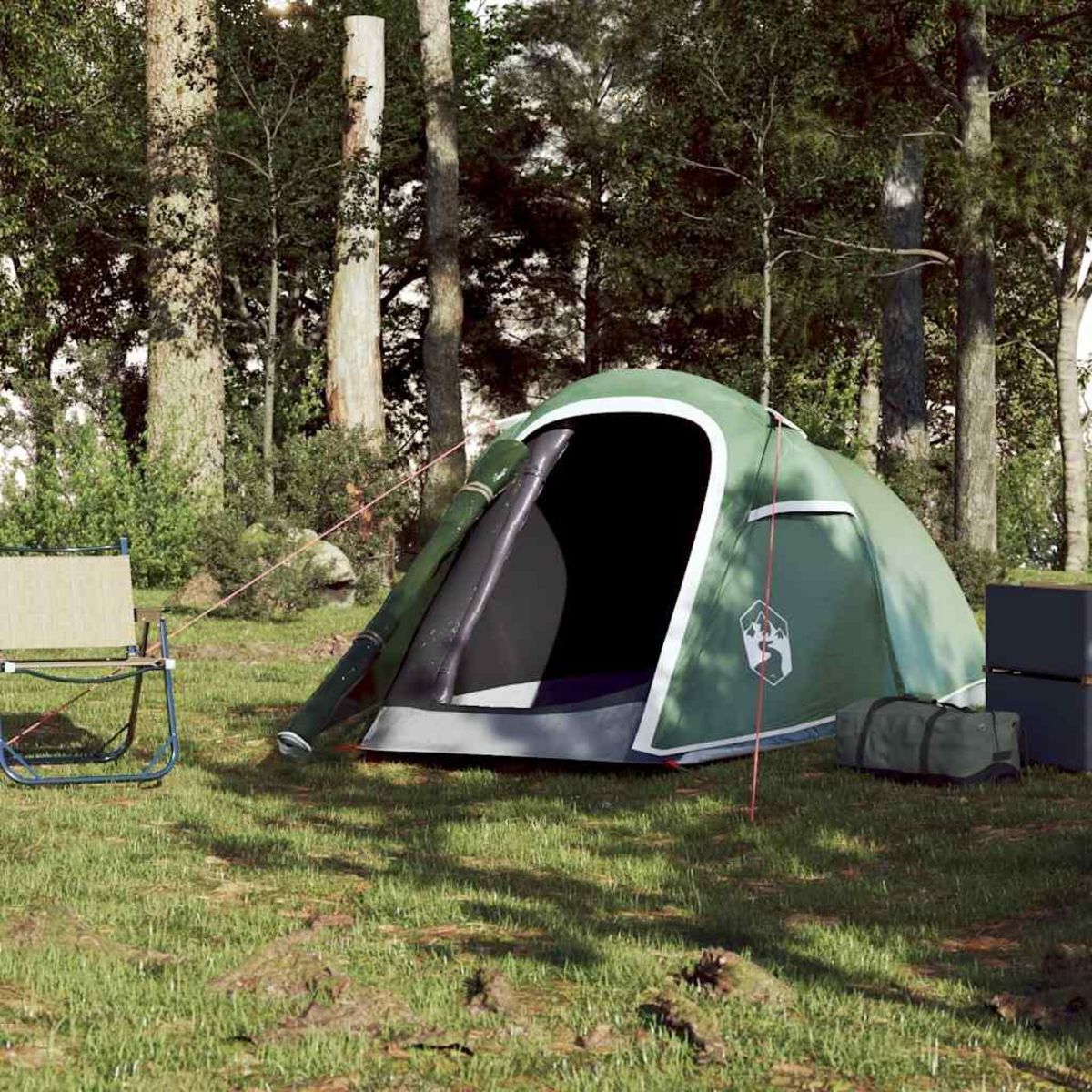 VIDAXL Tente de camping tunnel 2 personnes vert impermeable