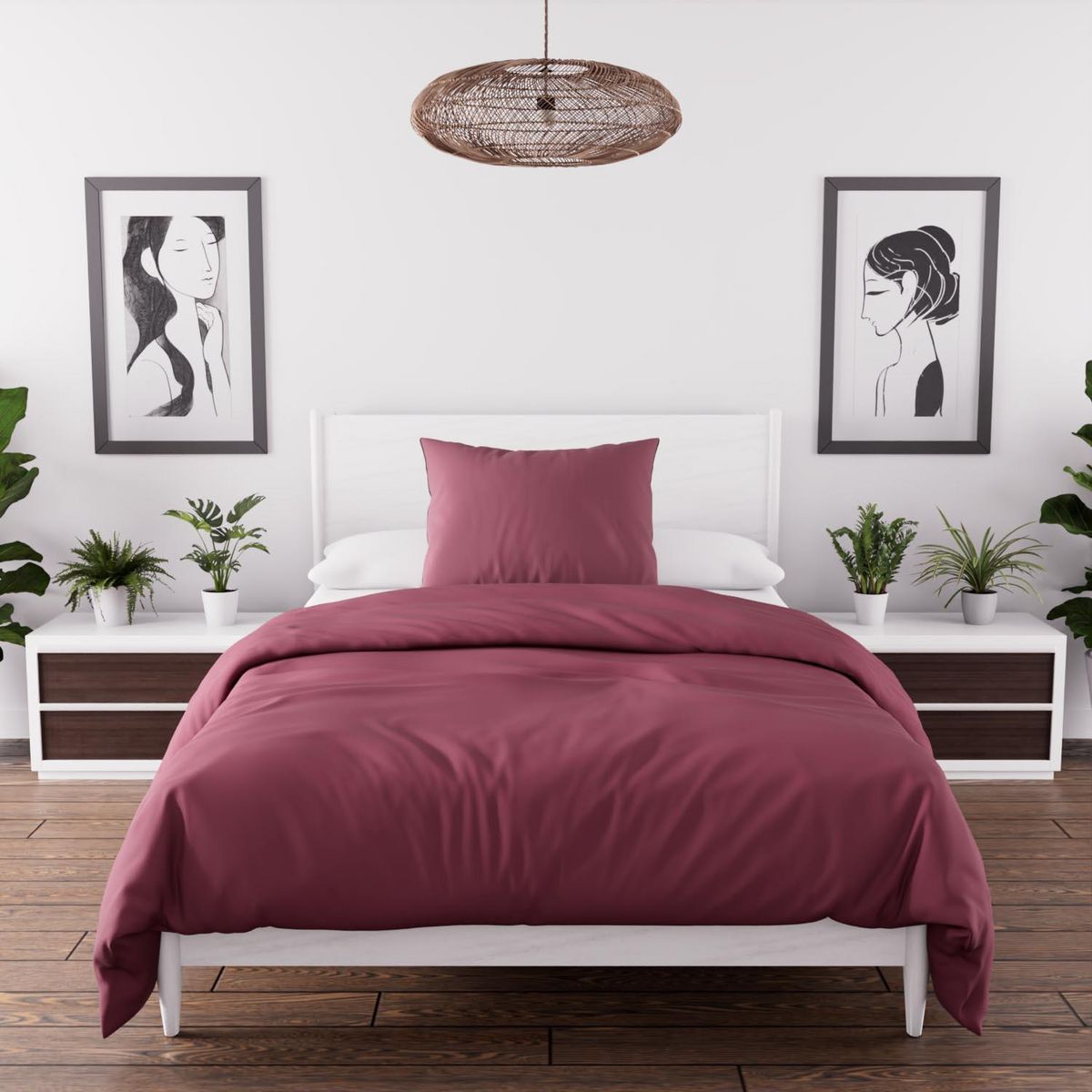 SOLEIL D'OCRE Ensemble couette et parure 5 Pièces BOHEME pour lit en 90x190 cm, par Soleil d'ocre