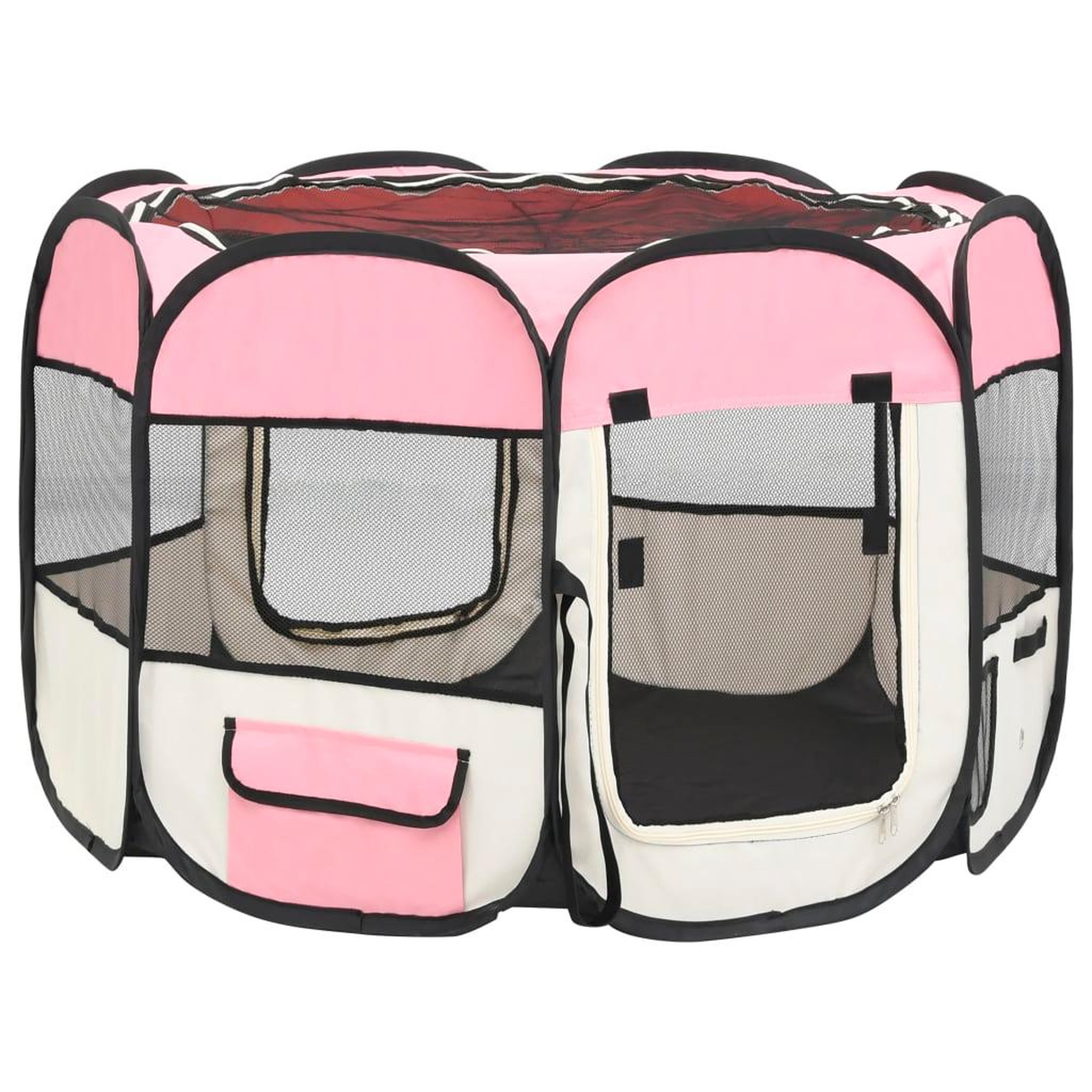 Voir la diapositive 4 : VIDAXL Parc pour chiens pliable avec sac de transport Rose 90x90x58 cm
