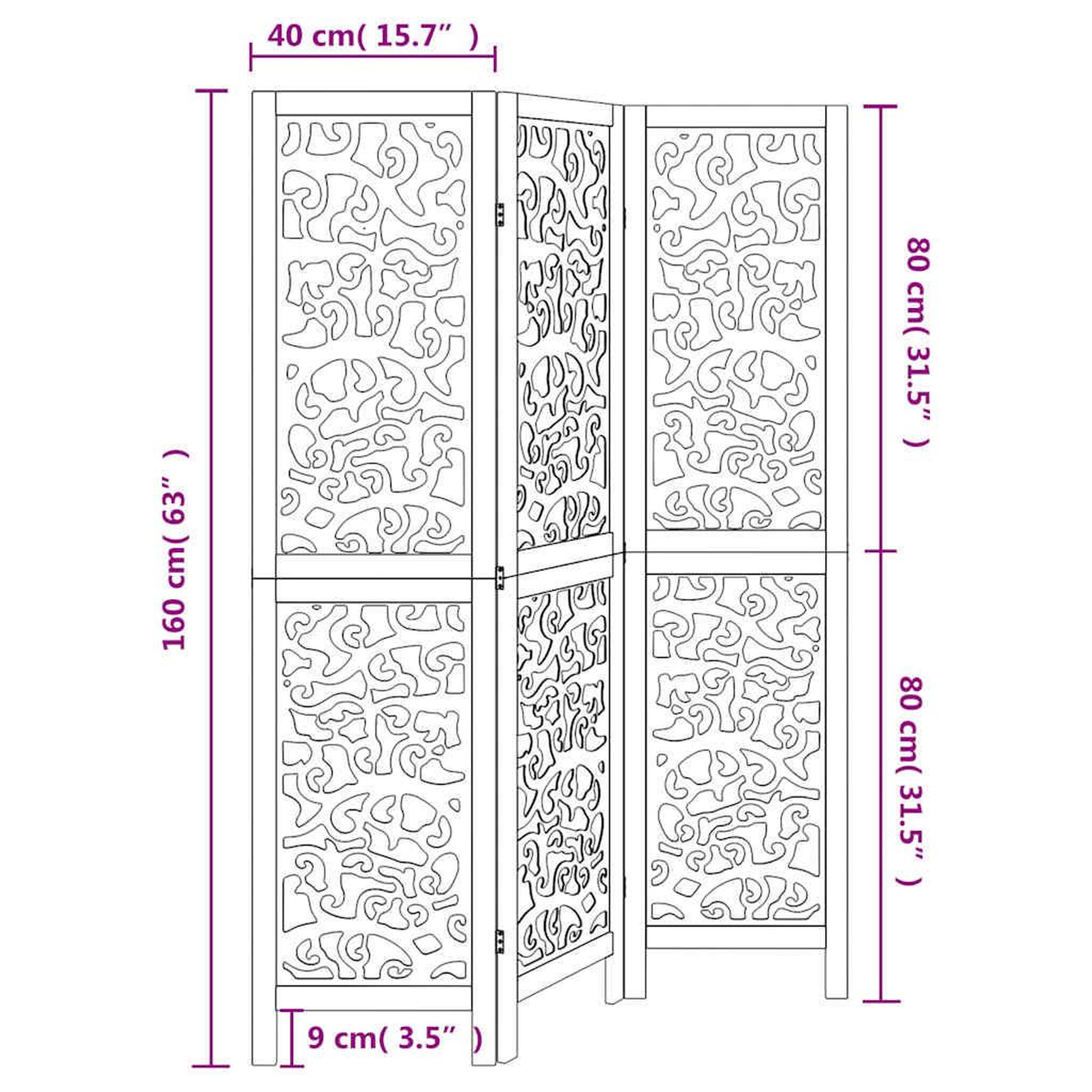 Voir la diapositive 6 : VIDAXL Cloison de separation 3 panneaux blanc bois de paulownia massif