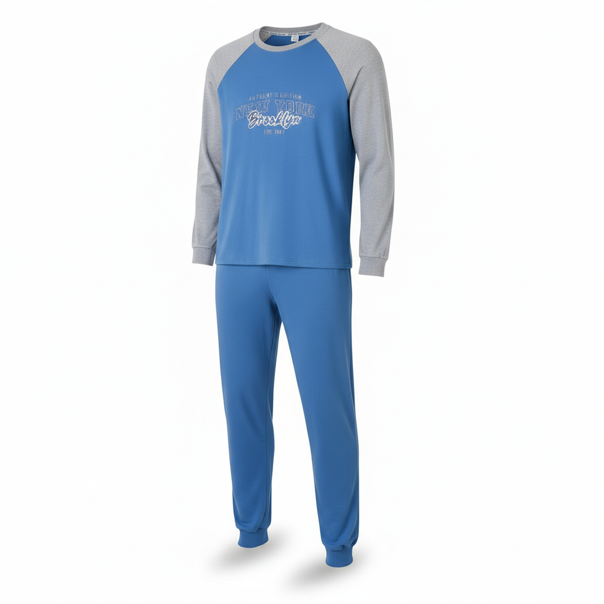 OZABI Ozabi pyjama homme doublé polaire raglan brodé. Coloris disponibles : Bleu