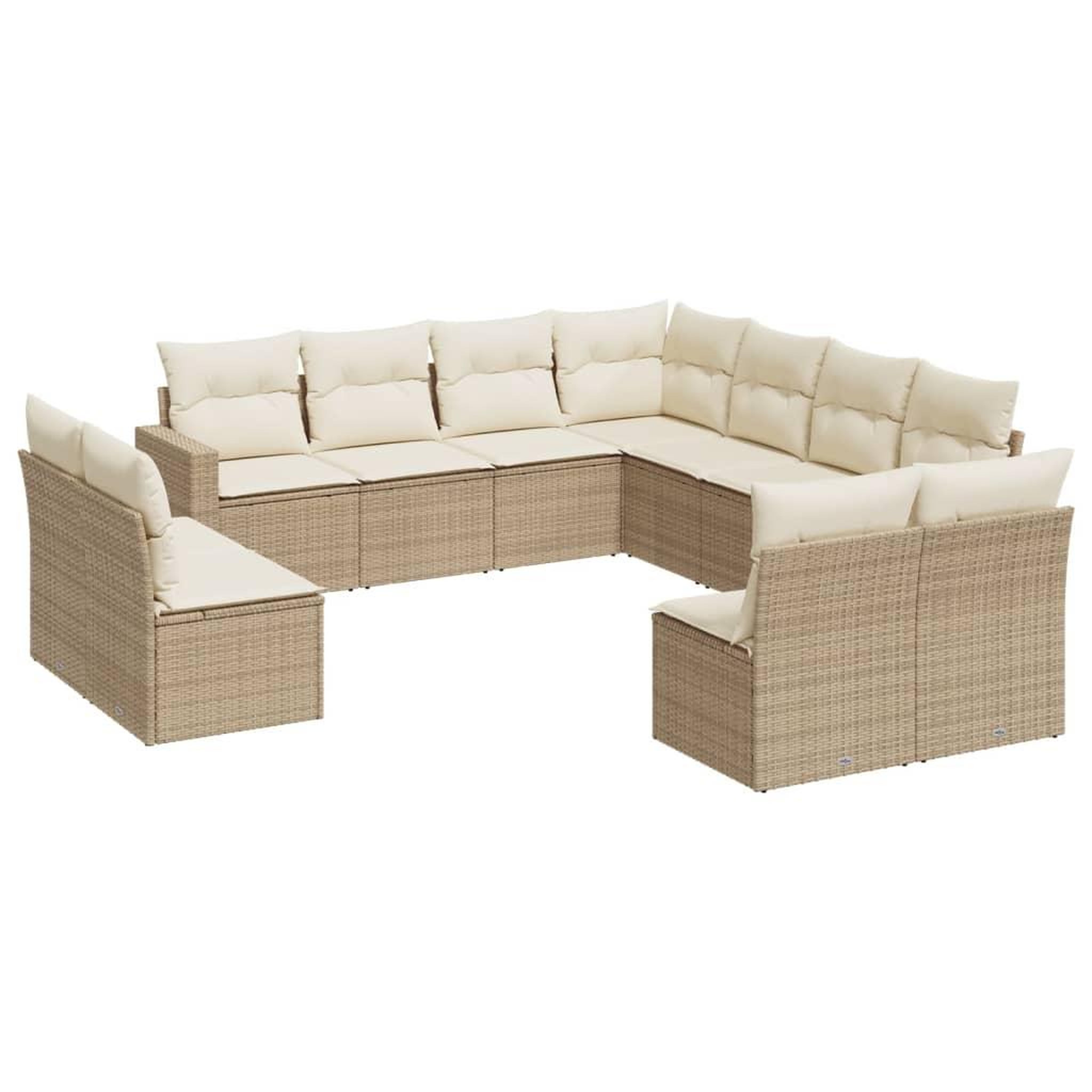 Voir la diapositive 2 : VIDAXL Salon de jardin 11 pcs avec coussins beige resine tressee