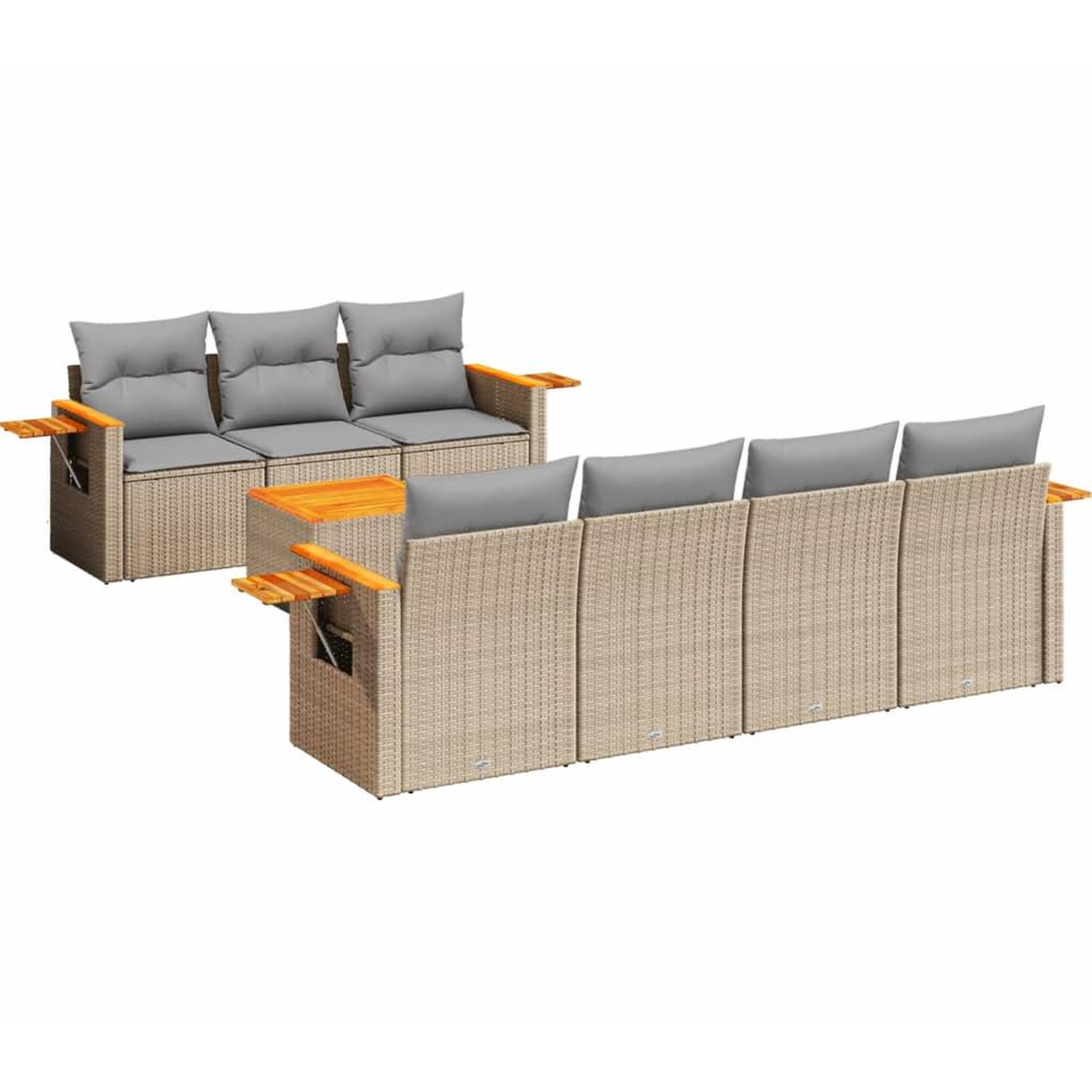 Voir la diapositive 2 : VIDAXL Salon de jardin avec coussins 8 pcs beige resine tressee