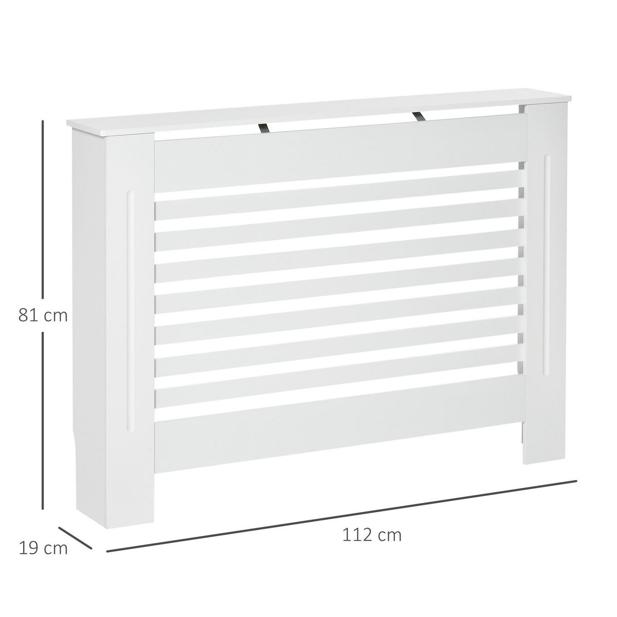 HOMCOM Cache-radiateur design à lattes panneau cabinet dim. 112L x 19l x 81H cm MDF blanc