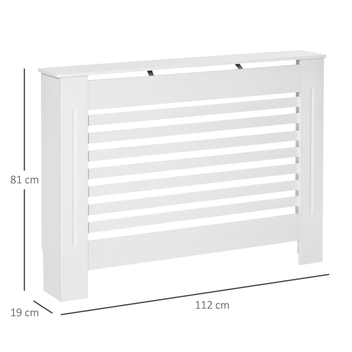 HOMCOM Cache-radiateur design à lattes panneau cabinet dim. 112L x 19l x 81H cm MDF blanc