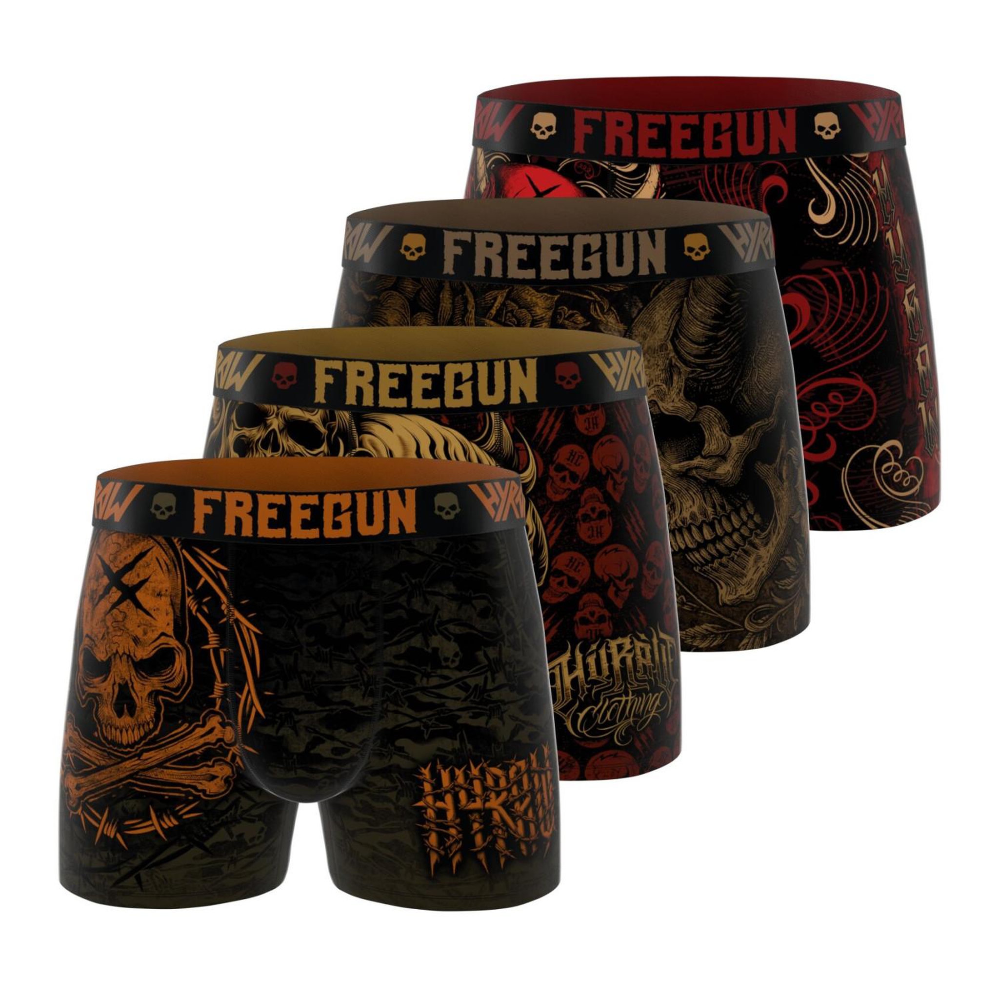 Voir la diapositive 1 : FREEGUN Lot de 4 boxers homme Hyraw