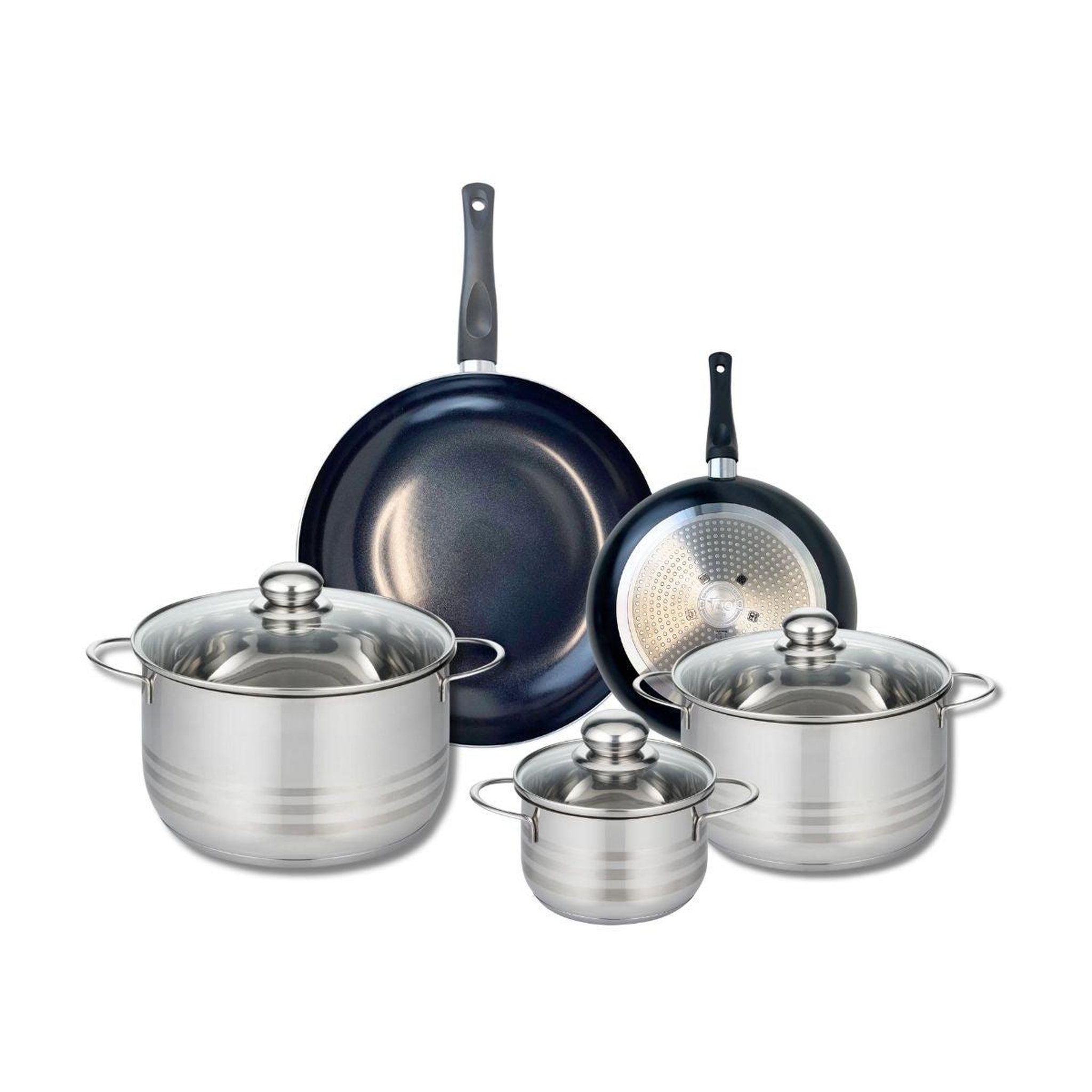 ELO Ensemble de 2 poêles de cuisson 20 et 28 cm et 3 faitouts 14, 20 et 24 cm elo prima brillant