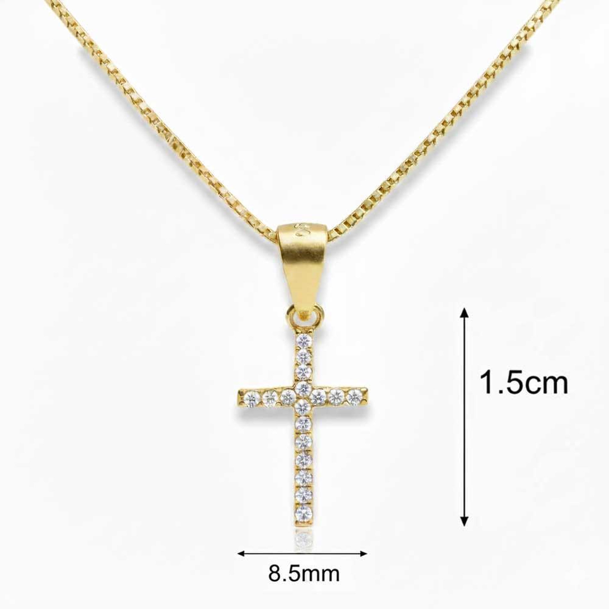 Voir la diapositive 3 : L'ATELIER D'AZUR Collier Argent 925/000 Doré - Croix Pavée de Zirconiums