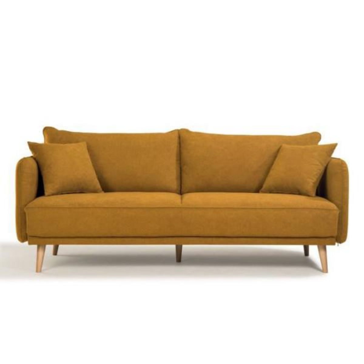 MARKET24 Canapé fixe 3 places DAREN - Tissu moutarde - L 207 x P 90 x H 88 cm - Fabriqué en France - HEXAGONE