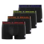 SERGE BLANCO Lot de 4 boxers homme en coton Class uni ceinture colorée. Coloris disponibles : Noir