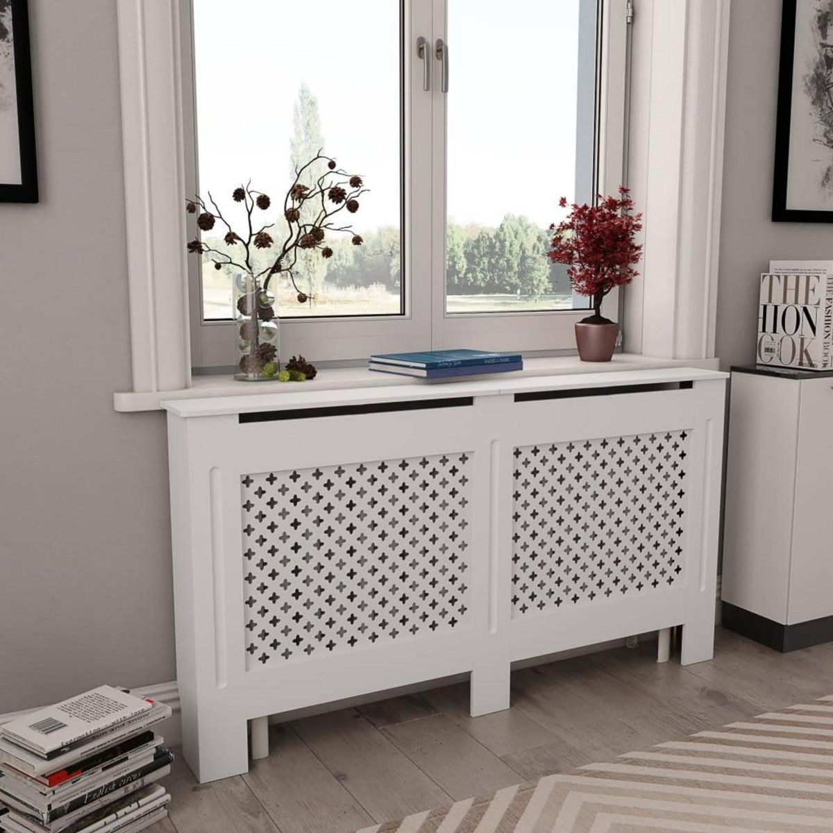 VIDAXL Cache-radiateur Blanc 152x19x81,5 cm MDF