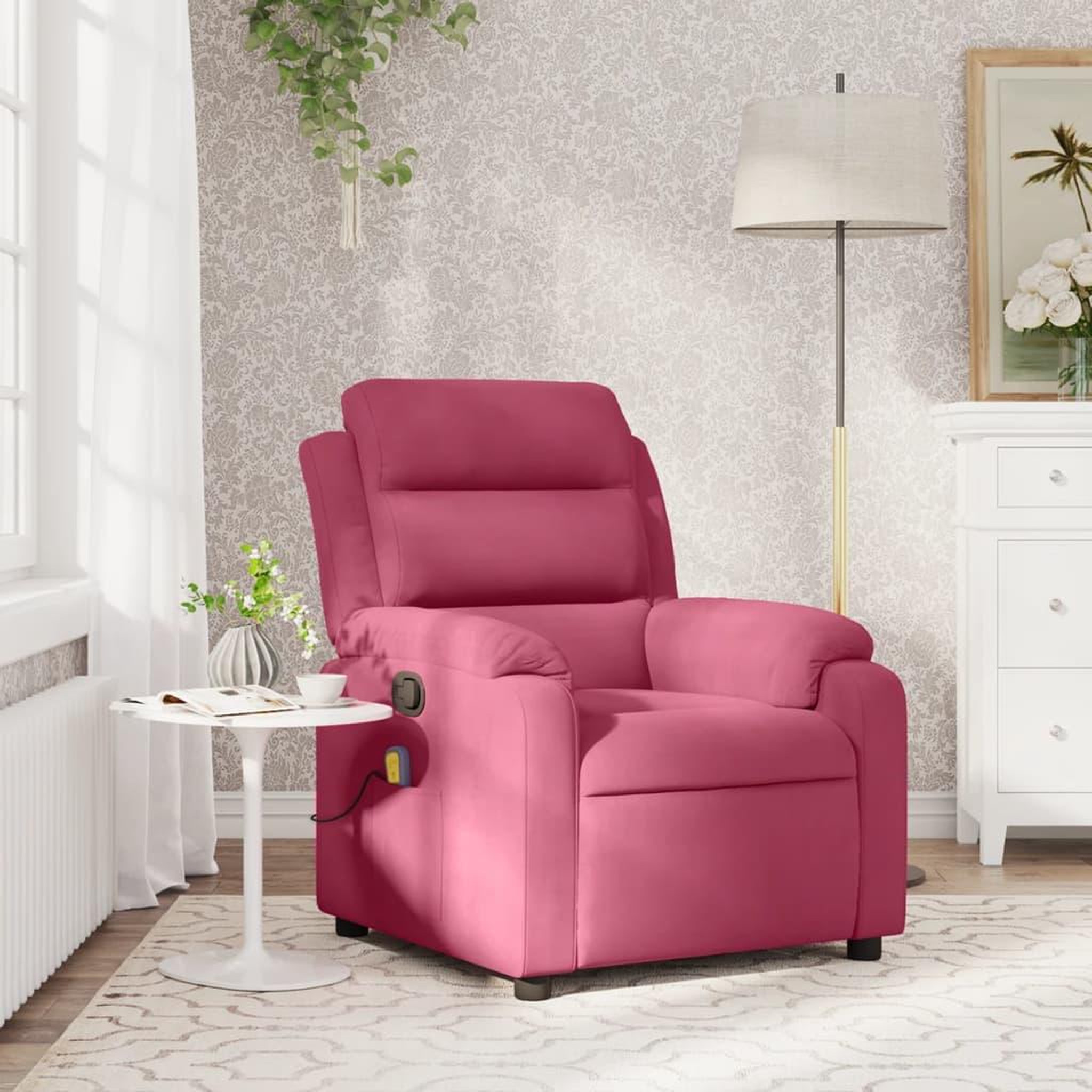 VIDAXL Fauteuil de massage inclinable rouge bordeaux velours