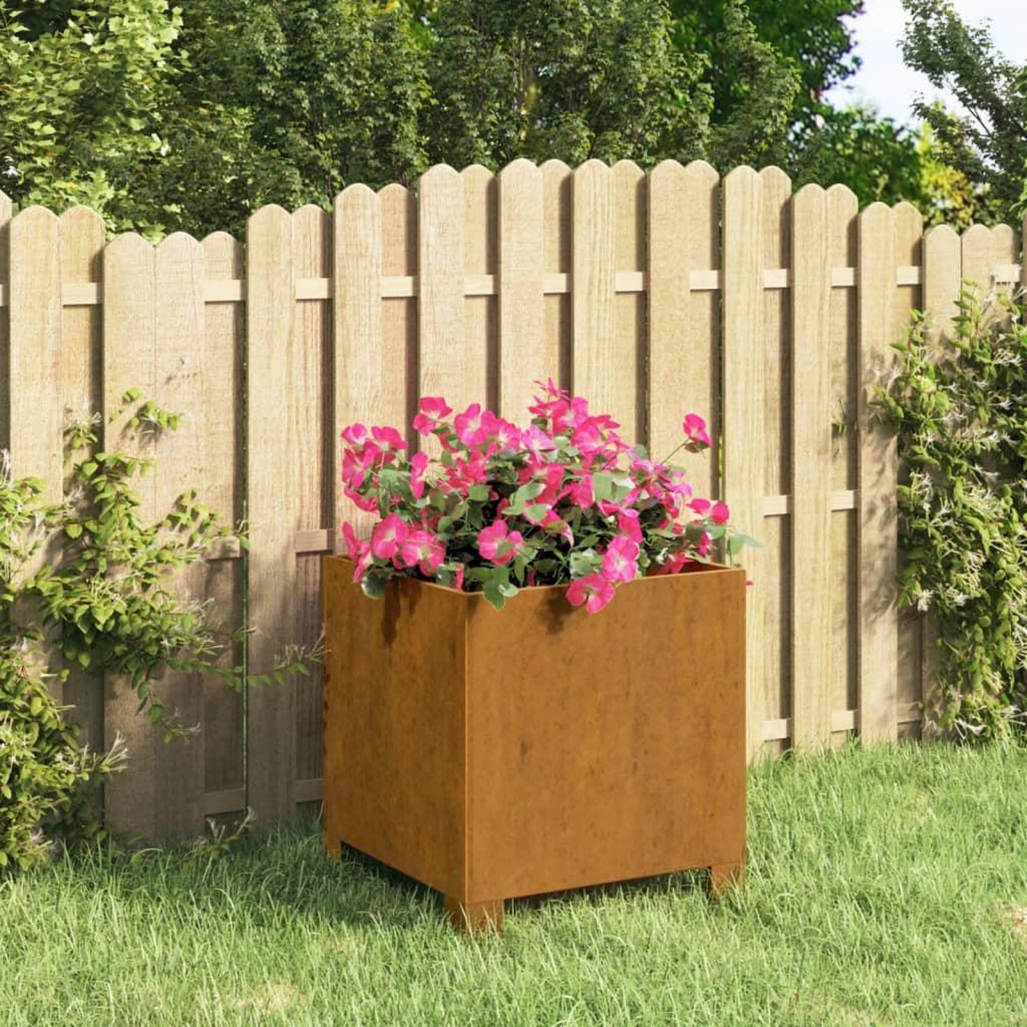 Voir la diapositive 1 : VIDAXL Jardiniere avec pieds Rouille 32x30x33 cm Acier corten