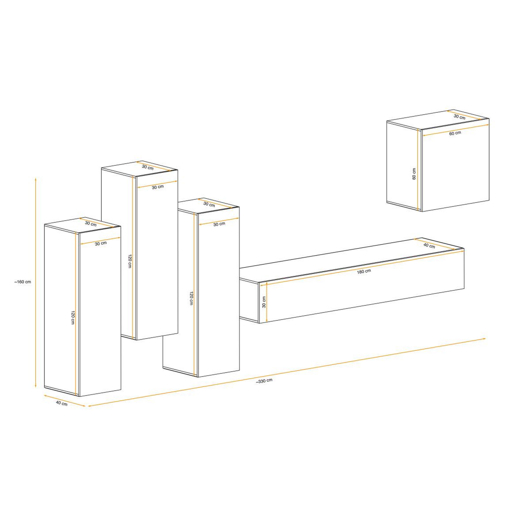 Voir la diapositive 3 : Paris Prix Meuble tv mural design  switch iii  330cm naturel & blanc