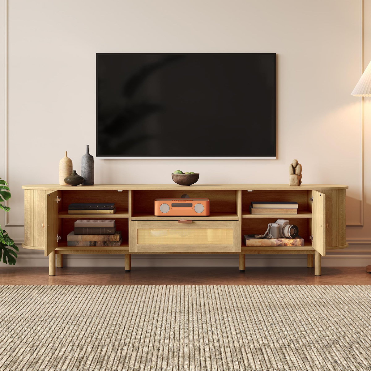 MERAX Meuble tv naturel 175 cm mdf