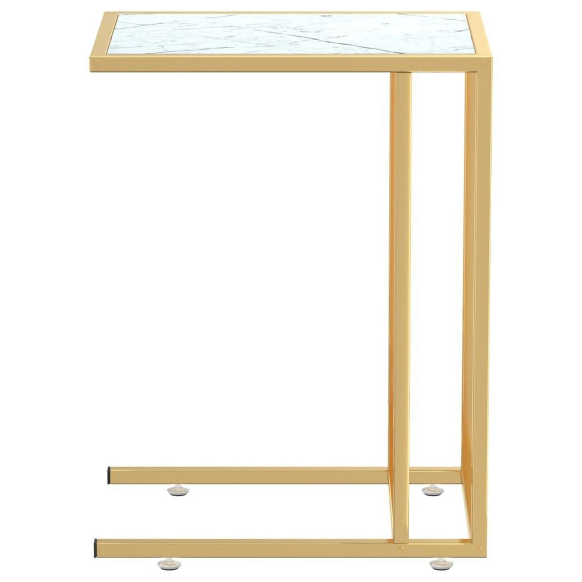 VIDAXL Table d'appoint ordinateur Marbre blanc 50x35x65cm Verre trempe