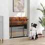 Voir la diapositive 2 : PAWHUT Barrière de sécurité chien réglable 75-95 cm - porte verrouillable - sans perçage - acier ABS noir