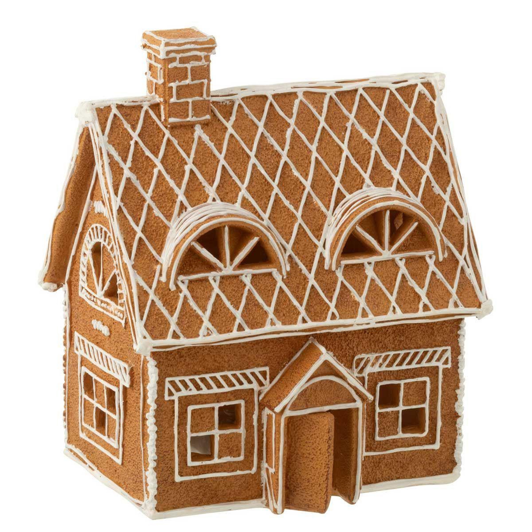 J-LINE Décoration de noël  maison pain d'épice  22cm marron