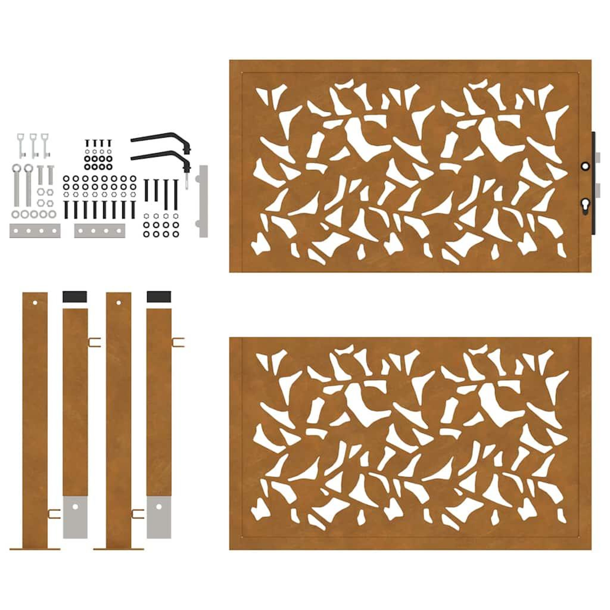 Voir la diapositive 5 : VIDAXL Porte de jardin acier resistant aux intemperies design feuilles