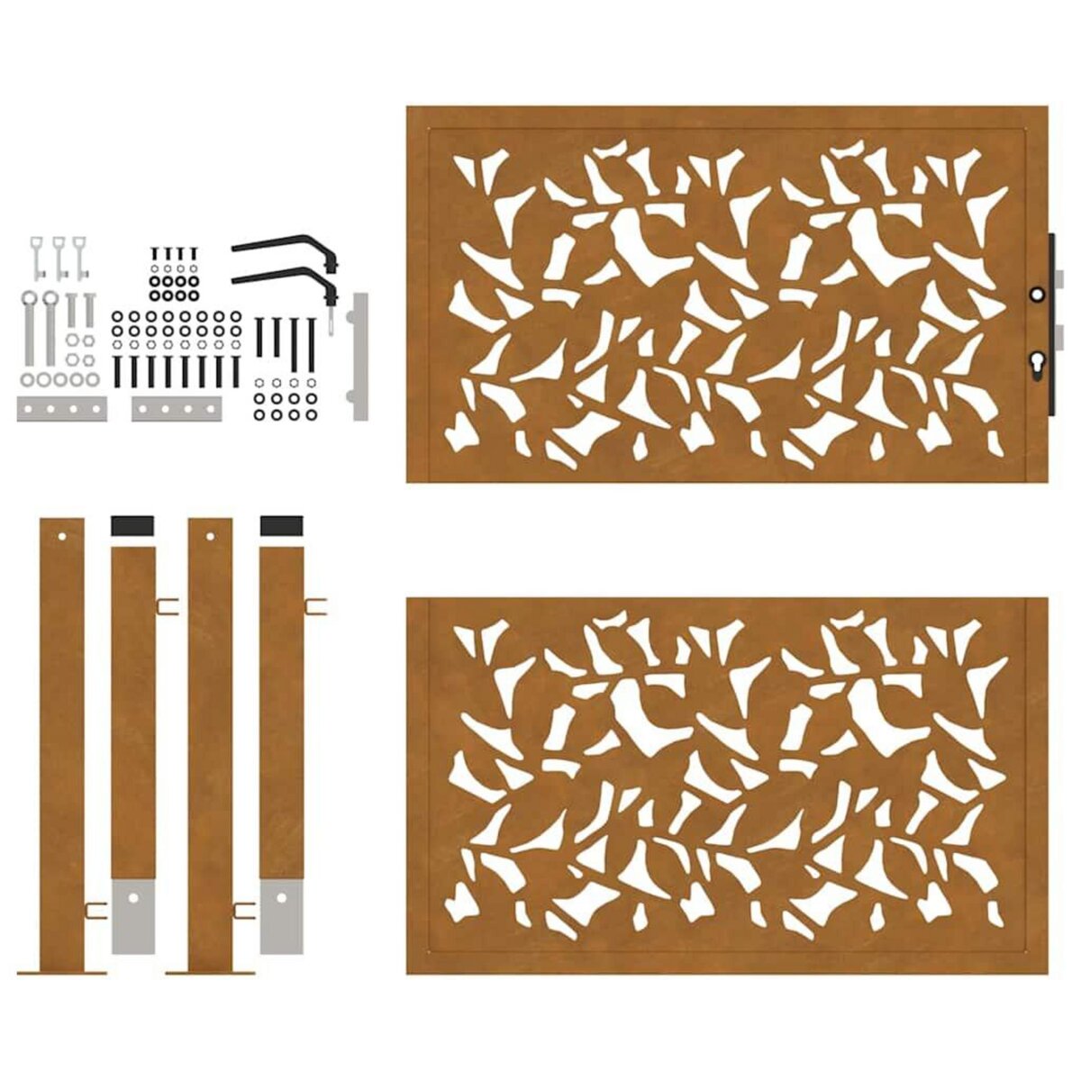 VIDAXL Porte de jardin acier resistant aux intemperies design feuilles