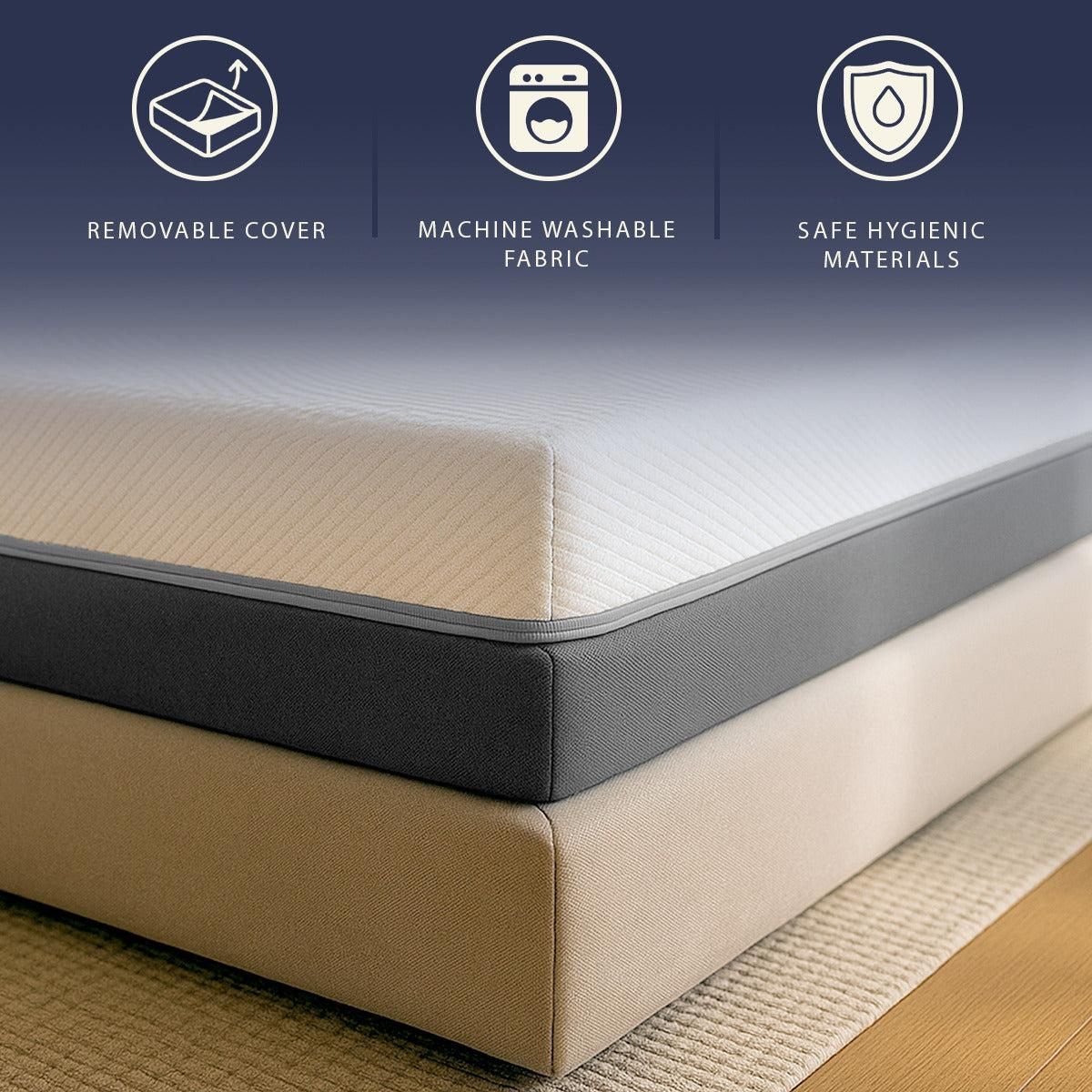 THE WHITE STONE Matelas 80x190 en Mémoire de Forme & Waterfoam | Hauteur 22 cm | Orthopédique, Hypoallergénique & Anti-acariens | Déhoussable & Respirant