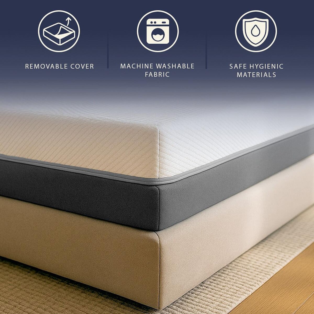 THE WHITE STONE Matelas 80x190 en Mémoire de Forme & Waterfoam | Hauteur 22 cm | Orthopédique, Hypoallergénique & Anti-acariens | Déhoussable & Respirant