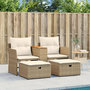 Voir la diapositive 3 : VIDAXL Canape de jardin 2 places avec tabourets beige resine tressee