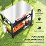 Voir la diapositive 4 : OUTSUNNY Desserte jardin - chariot pour plancha barbecue - 2 étagères, 4 + 1 crochets - métal gris plateau acier inox