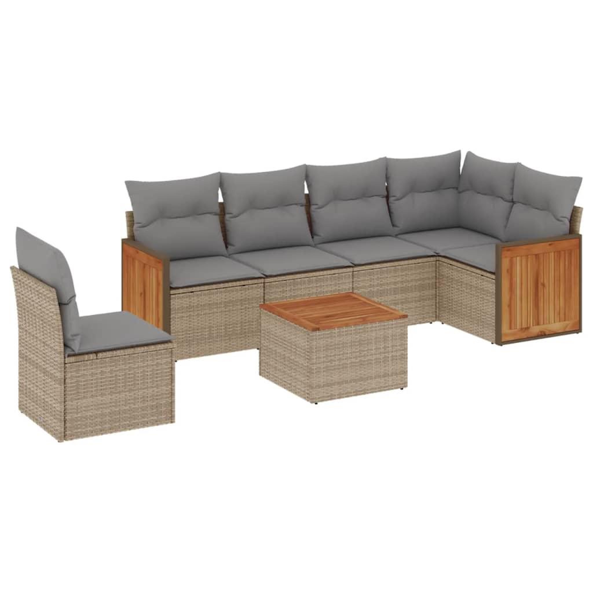 Voir la diapositive 2 : VIDAXL Salon de jardin avec coussins 7 pcs beige resine tressee