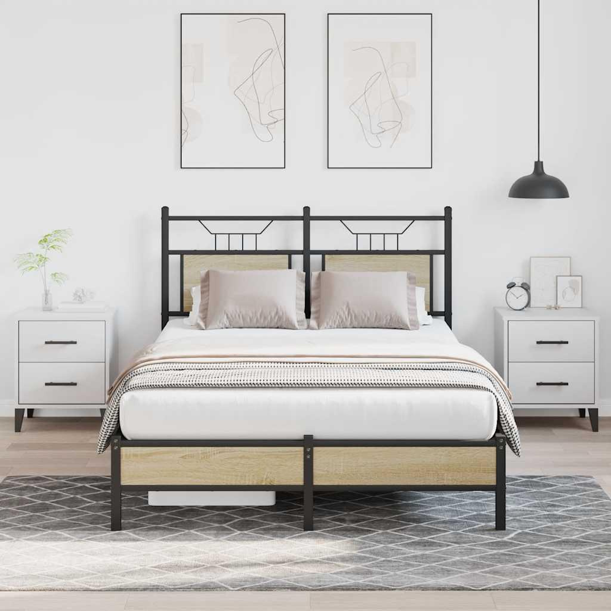 VIDAXL Cadre de lit sans matelas chene sonoma 120x190 cm
