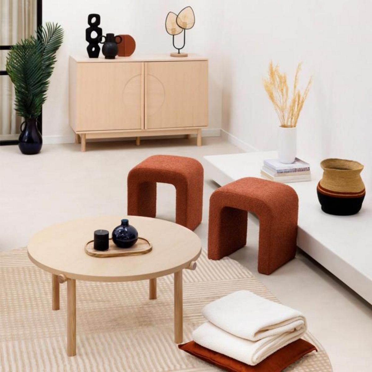 ATMOSPHERA Table Basse Ronde  Arden  82cm Beige