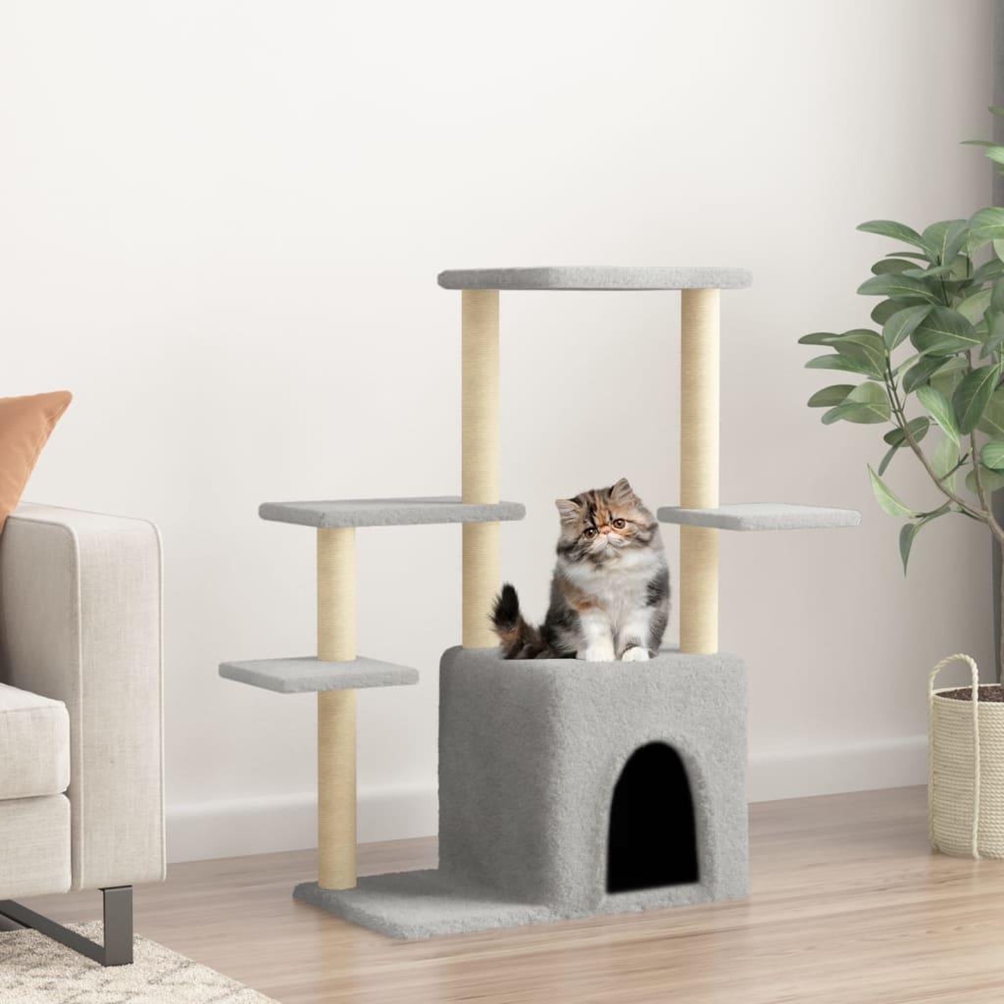 VIDAXL Arbre a chat avec griffoirs en sisal gris clair 97,5 cm